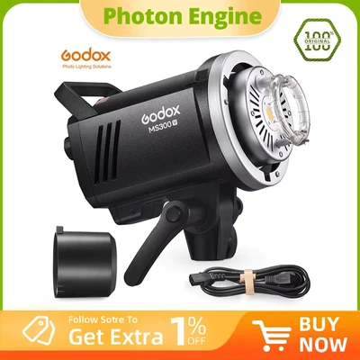 Abbildung von Godox 200 W MS200V 300 MS300V LED Studioblitz, integrierter 2,4 G kabelloser Empfänger, leicht, kompakt, mit Bowens Halterung, Modellierung