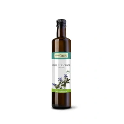 Abbildung von Mynatura Bio Borretschöl 250ml I Nativ Kaltgepresst Rein Pflanzlich Hochwertiges Omega 3 und 6 Glutenfrei Cholesterinfrei Vitamin E Natur (1 x 250ml)