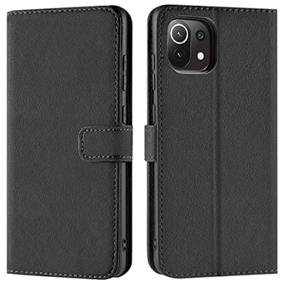 Abbildung von Verco Handyhülle für Xiaomi Mi 11 Lite Hülle, 5G Bookcase Tasche Flipcover 4G/5G Case [Kartenfächer/Aufstellfunktion], Schwarz