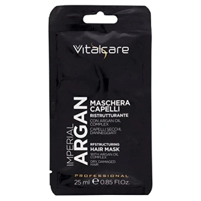 Abbildung von Vitalcare Imperial Argan Restrukturierende Haarmaske für trockenes und strapaziertes Haar, mit Arganölkomplex, Haarmaske, 25 ml