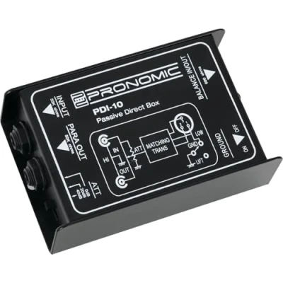 Abbildung von Pronomic PDI 10 passive DI Box (unsymmetrisch symmetrisch, Klinke XLR, Signalanpassung, Ground Lift Schalter, Eingangsimpedanz: 50 kO unsymmetrisch, Ausgangsimpedanz: 600 O symmetrisch)