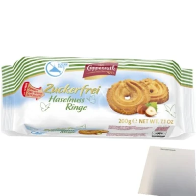 Abbildung von Coppenrath Haselnuss Ringe ohne Zucker (200g Packung) + usy Block