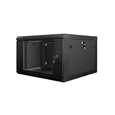 Abbildung von Lanberg WF01 6606 10B, Wandmontiertes Regal, 6U, 60 kg, Sperrschloss, Ablageschienen, Verbessertes Kabelmanagement