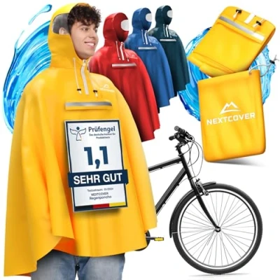 Abbildung von NEXTCOVER® NEU Regenponcho Fahrrad für Damen &amp; Herren mit [AquaShield 2.0] Technologie I Wandern, Regencape, Angel Poncho, Herren, Regencape wasserdicht