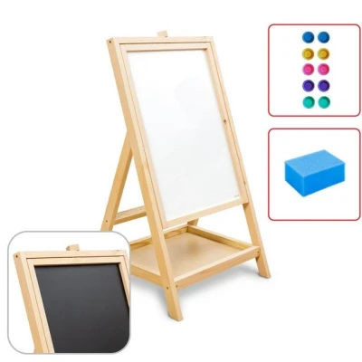 Abbildung von ALLboards Standtafel Kindertafel Staffelei Doppelseitige Whiteboard Kreide 120cm