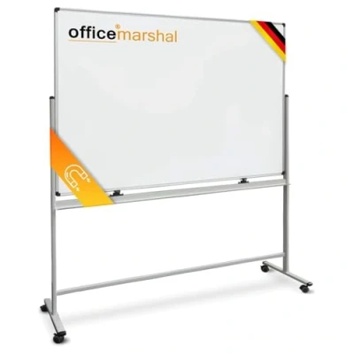 Abbildung von OfficeMarshal Magnetisches Whiteboard 120x220cm mit Alurahmen und abnehmbare Stiftablage für Büro, Heim Schule, Magnettafel kratzfest trocken abwischbar Magentboard (Stanford)