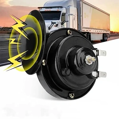Abbildung von Zughörner Autohupe Auto Luft elektrisches Schneckenhorn 300 dB super lautes Lufthorn wasserdicht Kfz Zubehör universell für LKW Motorrad Boot(Schwarz, 12V, 1 STÜCK)