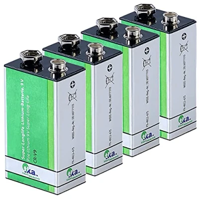 Abbildung von tka Köbele Akkutechnik 9V Block: 4er Set Super Longlife 9 V Block Lithium Batterien (10 Jahres Batterien, Batterie 9V, Rauchwarnmelder)