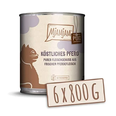 Abbildung von MjAMjAM Premium Nassfutter für Katzen purer Fleischgenuss köstliches Pferd pur, 6er Pack (6 x 800 g), getreidefrei mit extra viel Fleisch