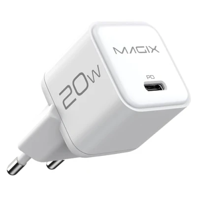 Abbildung von Magix USB C Ladegerät 20W Nano, GaN PD Power Delivery für iPhone 14/14 Pro/14 Pro Max/13 Pro/13 Max, Galaxy, iPad (EUR Stecker) (Weiss)