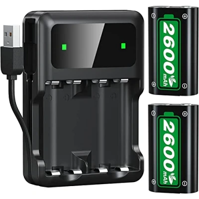 Abbildung von 2 * 2600mAh Akku für Xbox One/Xbox Series X/Xbox S, 28 Stunden Spielzeit Wiederaufladbaren S/X/Xbox One X/S Controller