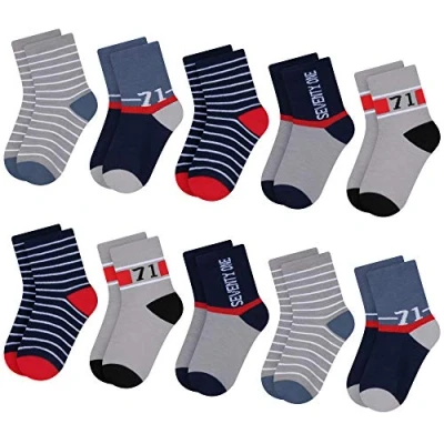 Abbildung von L&amp;K II 10 Paar Kinder Jungen Socken mit niedlichen Mustern, Turnschuhe Socken, farbige Baumwolle Kleinkind gestreifte 2836 23 26