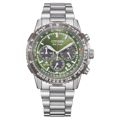 Abbildung von Citizen CA4664 60W Eco Drive Herrenuhr Chronograph Stahl/Grün