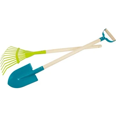 Abbildung von small foot 11626 Gartenwerkzeug Set Duo mit Holzstiel, inkl. Spaten und Rechen, Outdoor Gartengeräte für Kinder ab 3 Spielzeug