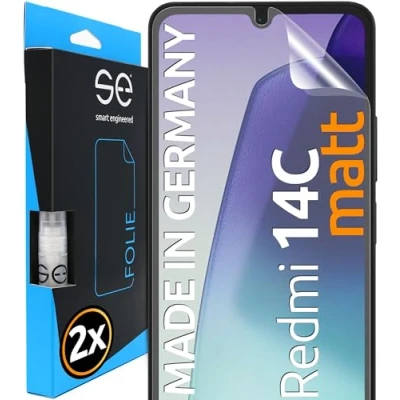 Abbildung von 2x se® 3D SCHUTZFOLIE Entspiegelt für Xiaomi Redmi 14C,Anti Staub, 100% Fingerabdruck &amp; FaceID kompatibel, einfache blasenfreie Installation, Ultra Klar, Stoß Kratzfest, aus Deutschland