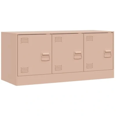 Abbildung von vidaXL TV Schrank, Lowboard für Fernseher, Fernsehtisch mit Stauraum, Fernsehschrank Wohnzimmer, Möbel HiFi Rosa Stahl