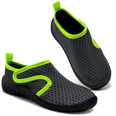 Abbildung von Kinder Wasserschuhe Jungen Badeschuhe Aquaschuhe Schwimmschuhe Strandschuhe rutschfeste Schuhe Schnell Trocknend(Dunkelgrau 31EU)