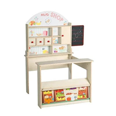 Abbildung von roba® Kaufladen Minishop, natur, mit Theke und Tafel