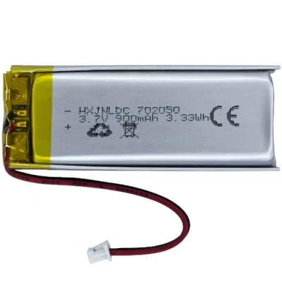 Abbildung von DC 3.7V 900mAh 702050 wiederaufladbare Lithium Polymer Batterie passend für DIY 3.7 5V elektronische Produkte mit eingebautem 2 Draht Batterieaustausch und LED Leuchten
