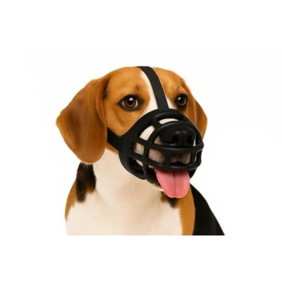 Abbildung von Maulkorb Hund mittlere Hunde Silikon verstellbar weich komfortabel für Training, Spaziergang &amp; Tierarzt Flamingo Benzo M