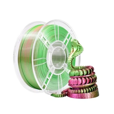 Abbildung von iBOSS PLA Plus 3D Drucker Filament, PLA+ Filament 1,75 mm zweifarbiges Seidenfilament, Co Extrusion glänzendes Druck 1 kg (2,2 lbs), Zweifarbig Rot und Grün