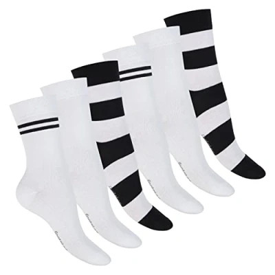 Abbildung von Footstar Damen Ringel Socken (6 Paar) Weiß 35 38