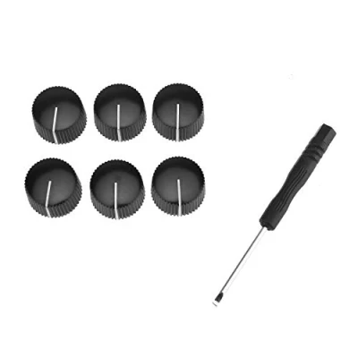 Abbildung von Musiclily Pro Imperial Zoll Größe Kunststoff Vintage Verstärker Potiknopfe für Solid Shaft CTS Poti, Schwarz (6er Set)