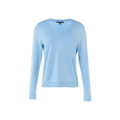 Abbildung von Comma Langarmshirt Feinstrickpullover mit V Ausschnitt Rippblende