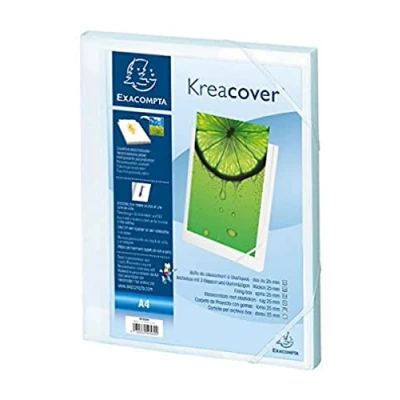 Abbildung von Exacompta 59589E 17er Pack Sammelbox KreaCover 25mm mit Gummizug aus blickdichtem Kunststoff Klarsichthülle am Vorderdeckel für DIN A4 Archivbox Heftbox Dokumentenbox Zeichenbox Sammelmappe weiß