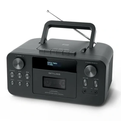 Abbildung von MUSE Tragbares DAB+ Radio mit Bluetooth CD Player, Kassettenspieler, UKW, Kopfhörer Eingang, AUX In, LCD Display, Musik Streaming, Schwarz (M 182DB)