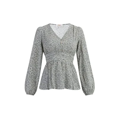 Abbildung von ebeeza Damen Bluse 17226499 EB01, WOLLWEISS MEHRFARBIG, L
