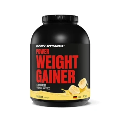 Abbildung von Body Attack Weight Gainer Banana 4,75 kg Dein Mass für Masseaufbau &amp; Muskelaufbau Mit Whey Protein, BCAA und Kohlenhydraten fettarmer Masse Shake hochwertige Kalorien