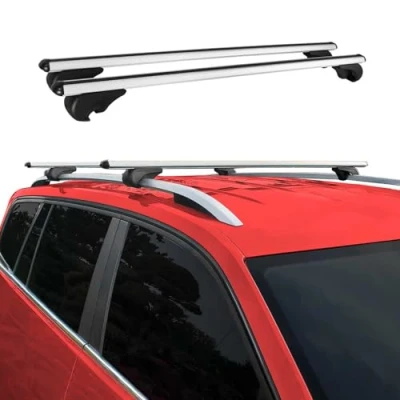 Abbildung von OMAC Dachträger kompatibel mit VW Caddy 2015 2024 Gepäckträger Grundträger Aluminium Silber 2tlg
