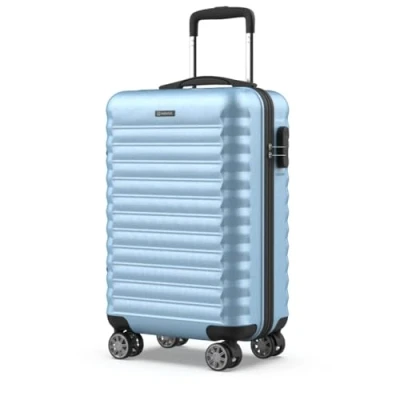 Abbildung von NUMADA Handgepäck Koffer 55x36x19cm (31L) ABS Upfly XS mit 4 gummierte Doppelrollen und Zahlenschloss. Reisekoffer, Hartschalenkoffer Raumteiler Packgurte Blau