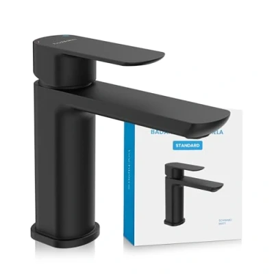 Abbildung von Bächlein Badarmatur Elegante Waschtischarmatur Mizarela (Schwarz) hochwertiger Wasserhahn im minimalistischen Design