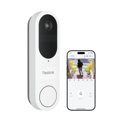 Abbildung von Reolink Video Doorbell, Akku Türklingel mit Kamera, 2K Kabellose Videotürklingel 1:1 Kopf bis Fuß Ansicht, 2,4/5GHz WLAN, Personen/Fahrzeug/Paketerkennung, 2 Wege Audio, Ohne Monatsgebühr (Weiß)