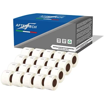Abbildung von Aftertech 20x 99017 12,5x51mm kompatible Etikettenrollen (220 Etiketten/Rolle = 4400 insgesamt) für Dymo LabelWriter Seiko SLP Etikettendrucker S0722460 20x99017