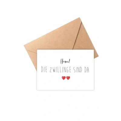 Abbildung von The Life Barn Postkarte mit Umschlag Alles Liebe zur Geburt Baby Zwillinge