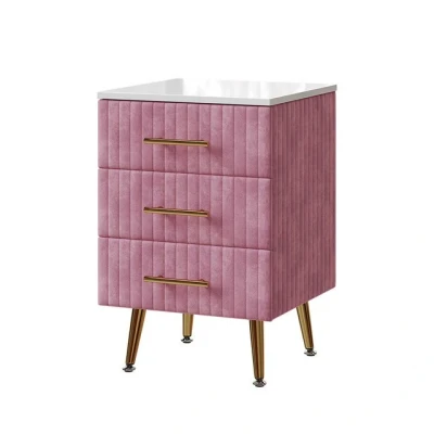 Abbildung von Vicco Nachttisch Velia, Rosa, 41 x 62 cm mit 3 Schubladen
