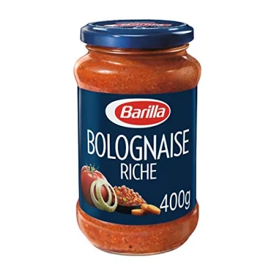 Abbildung von Barilla Bolognese Riche Sauce (Tomatensauce mit Schweinefleisch und Rindfleisch) Italienisches Produkt 400 Gramm
