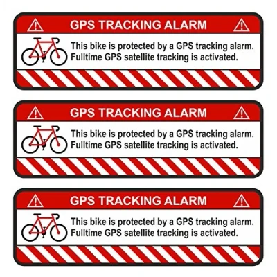 Abbildung von Finest Folia 9X GPS Aufkleber Fahrrad Motorrad Auto Alarm Warnung Anti Diebstahl Sticker Tracker gesichert (Weiß, R055 Fahrrad)
