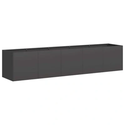 Abbildung von vidaXL Pflanzkübel Schwarz 200x40x40 cm Kaltgewalzter Stahl, Pflanzschale, Garten Pflanzkübel, Outdoor Pflanzgefäß, Hochbeet, Pflanzgefäß