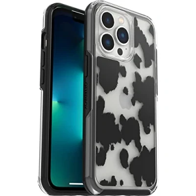 Abbildung von OtterBox Symmetry Clear Hülle für iPhone 13 Pro, stoßfest, sturzsicher, schützende dünne Hülle, 3X Cow Print