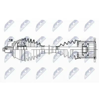 Abbildung von NTY NPW AU 033 Antriebswelle Vorderachse links 556 AUDI: A8 D3, VOLKSWAGEN: Phaeton