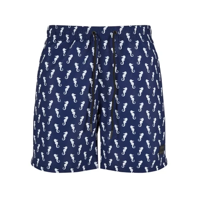 Abbildung von Urban Classics Pattern Badeshorts, Herren, Größe: Large, Navyseahorse