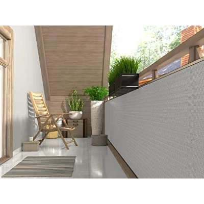 Abbildung von dynamic24 Sichtschutzzaunmatten, Polyrattan PVC Sichtschutz Matte 300x100 Balkon Zaun Windschutz grau