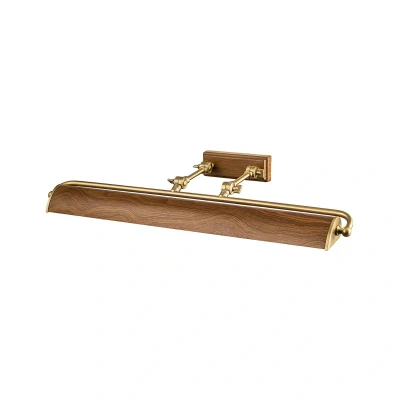 Abbildung von Elstead Lighting WINCHFIELD PLL AB OAK Bilderleuchte 4xE14 40W Stahl Messing gealtert &amp; Eichenholz Effekt H:12.7cm B:70.3cm dimmbar