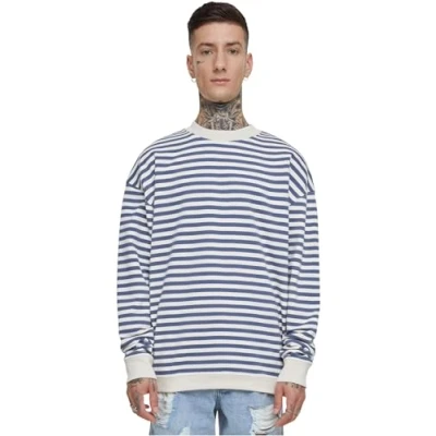 Abbildung von Urban Classics Striped Crewneck Sweatshirt, Herren, Größe: XL, Whitesand vintageblue