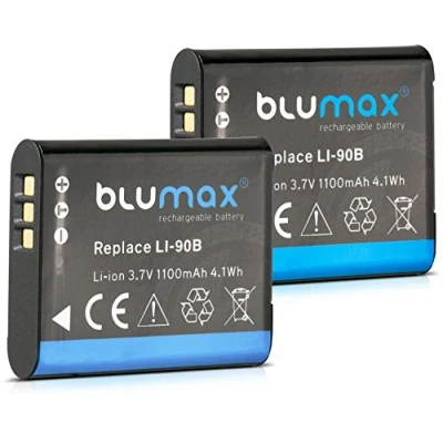 Abbildung von 2X Blumax Akku für Olympus Li 90b / 92b 1100mAh kompatibel mit XZ 2 Tough TG 1 3 4 5 SH 50 60 SP 100 EE Traveller