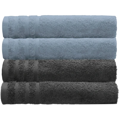 Abbildung von Kleine Wolke Handtuch &quot;Royal&quot;, (Set, 4 St., Handtücher 50 x 100 cm (2x stahlblau, 2x dunkelgrau), Uni Farben, mit Bordüre, weich, auch als Set erhältlich